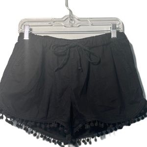 • J by J.Crew | Black Linen Pom pom Shorts
